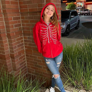 Servicio OEM manga larga algodón poliéster strass pulóver sudaderas con capucha transpirable diseño de gran tamaño para el invierno - Product Image 3