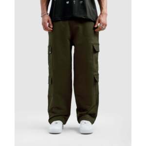 Pantalon cargo vert olive en toile - Product Image 3