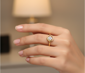 Bague de fiançailles en or de luxe avec cluster de diamants naturels pour femmes - Cadeau de bijoux fins - Product Image 2