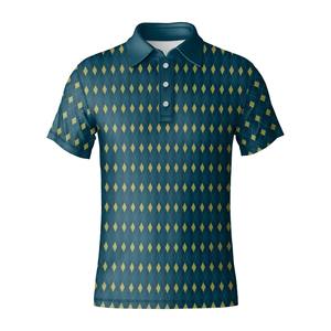 Polo de golf pour homme, motif argyle personnalisé, tissu performant, manches courtes, pour le golf, vêtements de sport, uniforme de club, vente en gros - Product Image 3