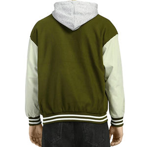 Chaqueta de Béisbol de Invierno/Chaqueta Universitaria para Hombre, Chaqueta Varsity Personalizada con Cuerpo de Lana, Mangas de Cuero con Capucha y Forro Polar de Algodón - Product Image 4