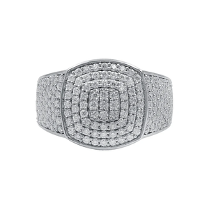 Bague Hip Hop pour homme en argent sterling 925 micro pavé avec diamant synthétique, bijoux en acier inoxydable - Product Image 1