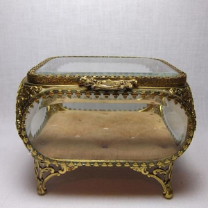 Luxurious Design Attractive Brass Border Clear Bevelled Glass Jewelry and Earing Storage <b>Keepsake</b> Organized <b>Box</b> <b>Wedding</b> Gifts - Product Image 3