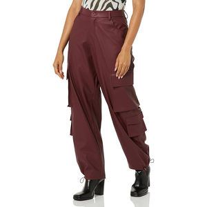 <b>Women</b> Cargo Leather High Waist Pant Leather <b>Women</b> High Waist Pent 2025 New Female Cargo Leather Pants Ladies - Product Image 1