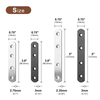 Soportes Metálicos Rectos de Acero Inoxidable con 4 Agujeros, Negros, para Montaje de Muebles de Madera, Placas de Unión y Reparación