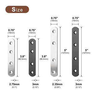 Thép Không Gỉ 4 Lỗ Đen Tấm Phẳng Khung Đồ Nội Thất Bằng Gỗ Gắn Kim Loại Thẳng Chân Đế Cho Vách Ngăn Sửa Tấm - Product Image 3