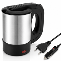Bouilloire de voyage électrique en acier inoxydable 0,5 L, double tension CE GS CB ETL, pour voiture, cafetière de voyage, vente en gros