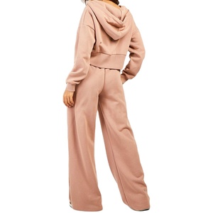 ชุดวอร์ม2ชิ้นสำหรับผู้หญิงชุดครอปมีฮู้ดคอตตอนผ้าฟลีซ100% ชุดวอร์มและเสื้อฮู้ดคุณภาพพรีเมี่ยม - Product Image 5