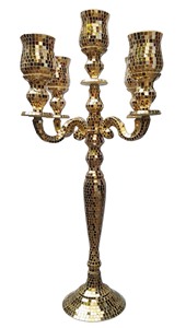 Centros de Mesa para Bodas, Candelabros Antiguos Dorados con Florero, Portavelas de Metal Hecho a Mano para Decoración de Fiestas - Product Image 5