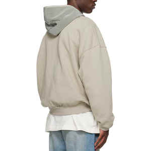 เสื้อสเวตเตอร์มีฮู้ดของผู้ชายเสื้อครอปมีฮู้ดลายนูน100% ผ้าฝ้าย - Product Image 3