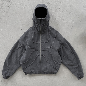 เสื้อมีฮู้ดแบบมีซิปสำหรับผู้ชายกางเกงยีนส์ซักได้ - Product Image 2