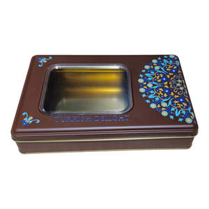 Boîte-cadeau rectangulaire en étain imprimée sur mesure 170x260x40 mm, qualité alimentaire avec fenêtre, marque Kontensan, origine Turquie - Product Image 4