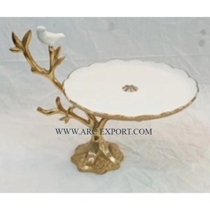 Hammered 2 Tier Stainless Steel Leaf Designing Handle Large Size Table Decoration Display <b>Cake</b> <b>Stand</b> at Best Price in India - Product Image 4