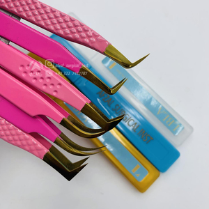 2025 pointes d'or avec bébé rose pince à cils en acier inoxydable durable pince à épiler en fibre pointue pince à cils en acier inoxydable - Product Image 6