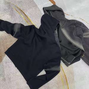 Sweat à capuche tendance personnalisé avec strass effet délavé, style streetwear décontracté, 100% coton, épaules tombantes, unisexe - Product Image 2