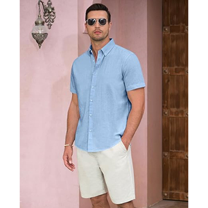 Chemise de travail à demi-manches pour hommes avec coupe ajustée et fermeture à boutons, idéale pour les uniformes d'entreprise, les réunions d'affaires et les commandes personnalisées - Product Image 3