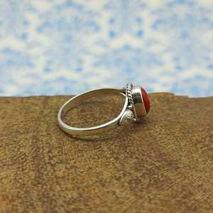Dyed Coral 925 Sterling Silver Child <b>Ring</b> Lightweight Trendy Handmade <b>Dainty</b> <b>Ring</b> with Minimalistic Design - Product Image 2
