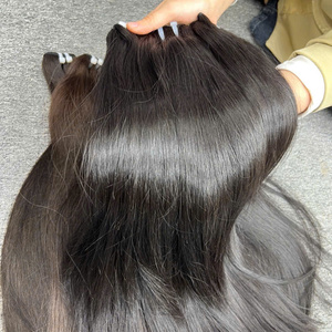 Extensiones de Cabello Natural Liso, Tejido Virgen Remy, Paquetes de Cabello Humano con Doble Trama a Máquina para Pelucas - Product Image 1