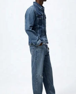 Ventes en gros de vestes en jean pour hommes, style vintage, col montant, doublure en fausse fourrure, finition délavée à l'acide - Product Image 6