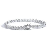 Pulsera de tenis redonda de circonita cúbica (CZ) de 5 mm al por mayor, cadena de circonitas de una sola fila con efecto helado para parejas, regalo de hip hop, conjunto de joyería personalizada para compradores