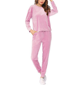 2026 Fall Ladies Velour Tracksuit Casual <b>Velvet</b> Cotton <b>Jacket</b> Big Pocket Pants Washed Technique Solid Winter Women's Track Suit - Product Image 1