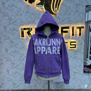 เสื้อมีฮู้ดแบบซิปเต็มตัวผ้าคอตตอน100% โอเวอร์ไซส์เสื้อครอปแบบรูดซิปรูดซิปรูดซิปขึ้นโลโก้ออกแบบได้ตามต้องการ - Product Image 1