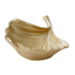 Bol de service alimentaire en métal de qualité supérieure Ustensiles de cuisine finis en or Conception de feuille polie pour centre de table décoratif - Product Image 1