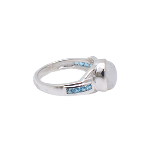 Arco Iris piedra lunar Topacio Azul 925 anillo de plata esterlina hecho a mano joyería de boda diamante incrustaciones ajuste anillo de piedras preciosas para regalo - Product Image 3