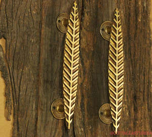 Yaprak tasarım kavisli Metal kapı kolları iç dış donanım malzemeleri için yüksek kaliteli pirinç kolları rustik donanım kaynağı - Product Image 2