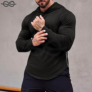 Sudaderas de entrenamiento para hombre, sudaderas con capucha de gimnasio atlético de manga larga con ajuste muscular, ropa deportiva cómoda, conceptos básicos para correr - Product Image 3
