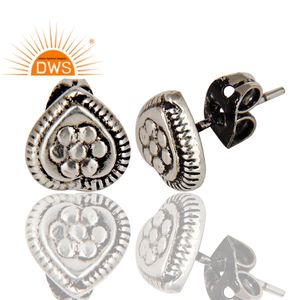Pendientes de latón con tachuelas de diseño hecho a mano, joyería chapada en plata oxidada, fabricante de joyería - Product Image 2
