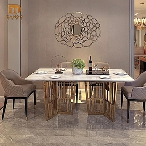 Luxury Dining Room Dining <b>Table</b> 2026 Hot Selling Modern <b>Marble</b> <b>Top</b> Metal Frame Extendable Round 8-Chair Dining <b>table</b> - Product Image 5