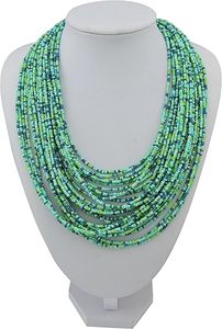 Collar de cuentas de semillas de cristal checo de alta calidad para mujer, diseño de paz, declaración, babero grueso multicapa, fiesta de compromiso de boda - Product Image 2