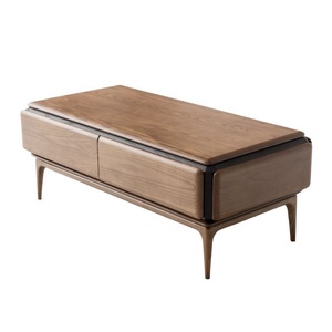 Table basse contemporaine en teck avec tiroirs de rangement au design moderne et style minimaliste pour le mobilier de salon - Product Image 3