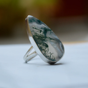 Pera verde ágata 925 banda dividida de plata esterlina declaración delicada anillo Unisex joyería de piedras preciosas naturales de alta calidad - Product Image 5