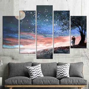 Couple sous les étoiles : Art mural sur toile imprimé élégant pour décoration moderne, lot de 5 toiles assorties - Product Image 1