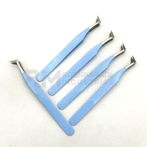 RMI prix de gros pince à cils bleu ciel enduit de poudre couleur et point d'argent Instruments de beauté pince à épiler Extension de cils - Product Image 4