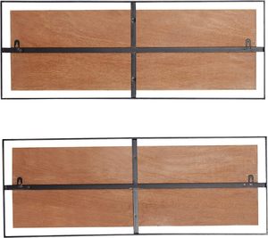 Décoration murale sculptée linéaire en bois avec cadre noir, lot de 2 32 "W, 12" H, marron - Product Image 3