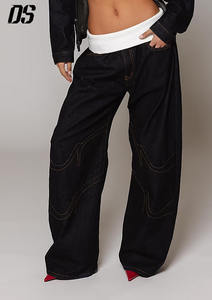 <span class=keywords><strong>Jeans</strong></span> bleu délavé taille basse Y2K pour femmes, style streetwear vintage, pantalon ample à jambe droite pour femmes - Product Image 3