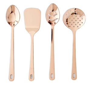 Juego de cubiertos de aluminio con acabado en oro, diseño artesanal, para accesorios de cocina, juego de cubiertos multifuncional. - Product Image 1