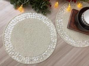 Exquisite Beaded <b>Placemat</b> <b>Table</b> Top Dinnerware Dining Decorative <b>Table</b> <b>Placemat</b> Round Embroidered Floral Theme <b>Placemat</b> - Product Image 3
