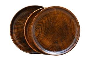 Plato de servicio de madera maciza redondo personalizado seguro para el hogar bandeja de aperitivos de madera de nogal negro de lujo patrón de planta de cocina ecológico - Product Image 4