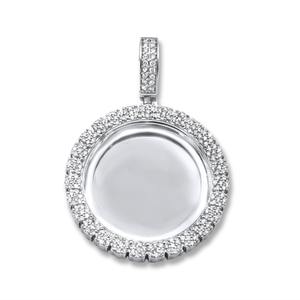 Bonne qualité 10K or blanc lettre pendentif rond laboratoire cultivé diamant pour cadeau disponible pour l'approvisionnement dans le monde entier - Product Image 1