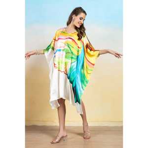 <b>Prism</b> Splash Women's Short Kaftan Dress Soft Satin Material - Product Image 5