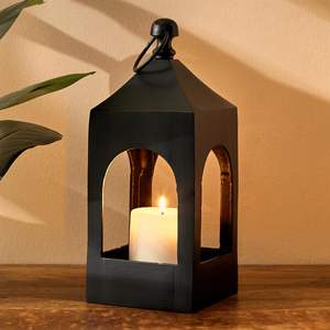 Linternas marroquíes de gran diseño con revestimiento negro para el hogar y la boda Iluminación de mesa Decoración Linternas de velas - Product Image 2