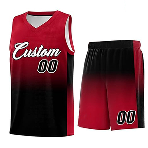 เสื้อเจอร์ซีย์แขนกุดพิมพ์ลายทแยงเสื้อผ้าโพลีเอสเตอร์ชุดฝึกทีมแขนกุดสีแดงและสีดำ - Product Image 2