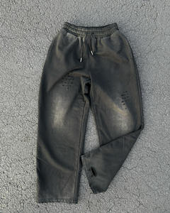 Pantalon de survêtement vintage à imprimé bouffant personnalisé 100% coton, poids lourd, lavé à l'acide, pantalon uni en éponge française, pantalon de survêtement pour homme - Product Image 1