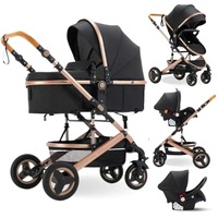 Poussette bébé légère, cadre en alliage d'aluminium, pliable, portable, capacité de charge de 15 kg, nouveau-né à 3 ans, tissu marron