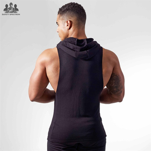 Sweat-shirts à capuche pour hommes, pour la salle de sport, hiver |   Vêtements de sport respirants et écologiques en coton 100% avec impression numérique sans manches | - Product Image 2