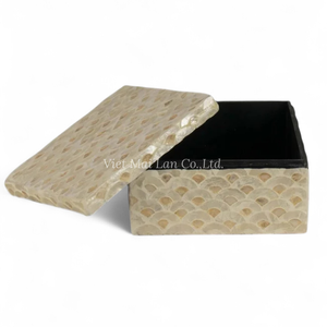 Boîte à bijoux décorative de luxe moderne en nacre, incrustation de coquillages faite à la main, rangement flexible pour intérieurs élégants - Product Image 2